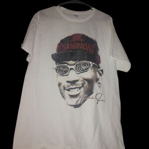 White Graphic T-Shirt Michael Jordan Big Head Size L New